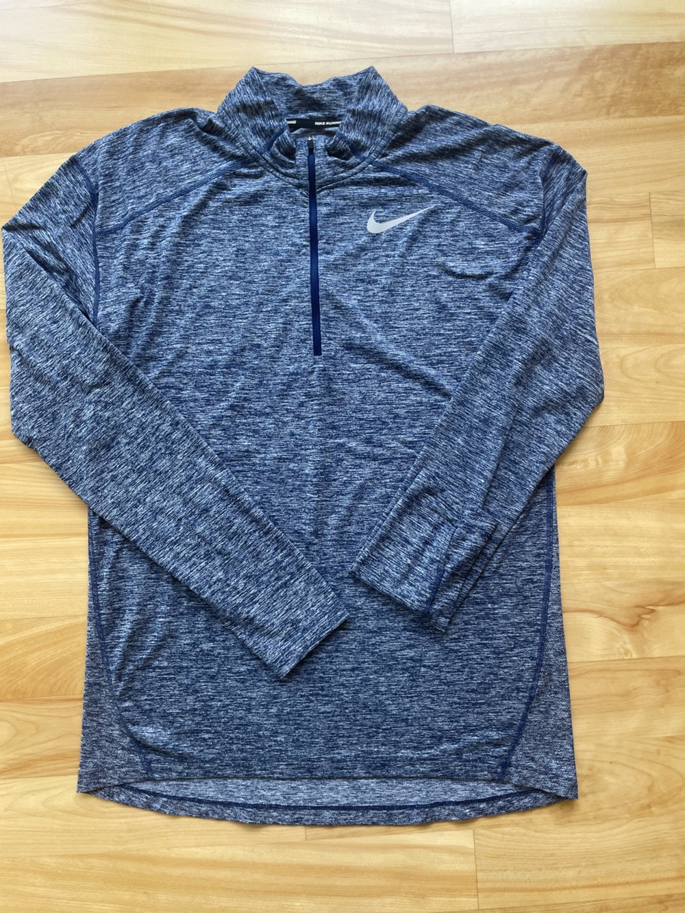 Nike Blue Heathered Running Top with Branded Trim